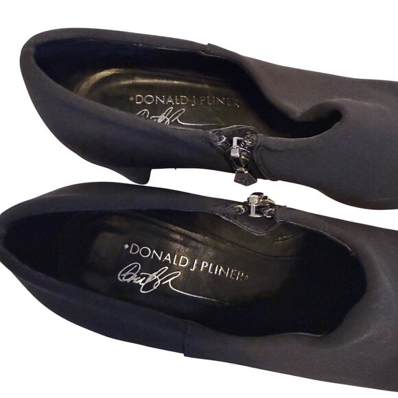 9 N Donald Pliner Chelsie Black Pump Booties Shoes Mirror Block Heel - Picture 8 of 12